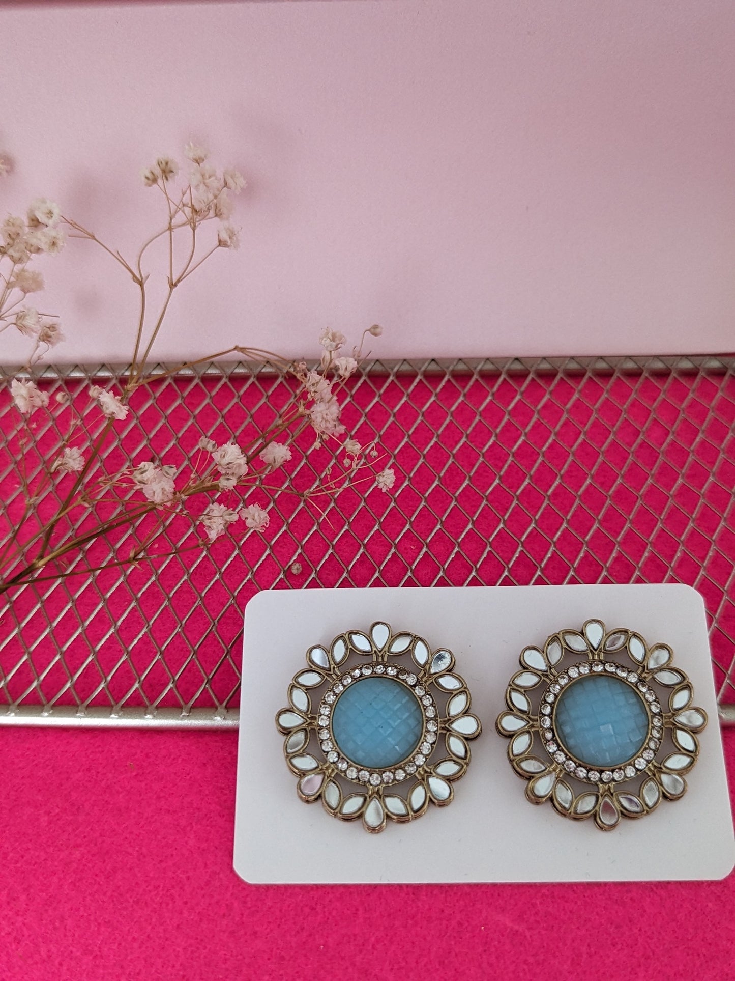 Gulbahar Mirror Earrings - Turquoise