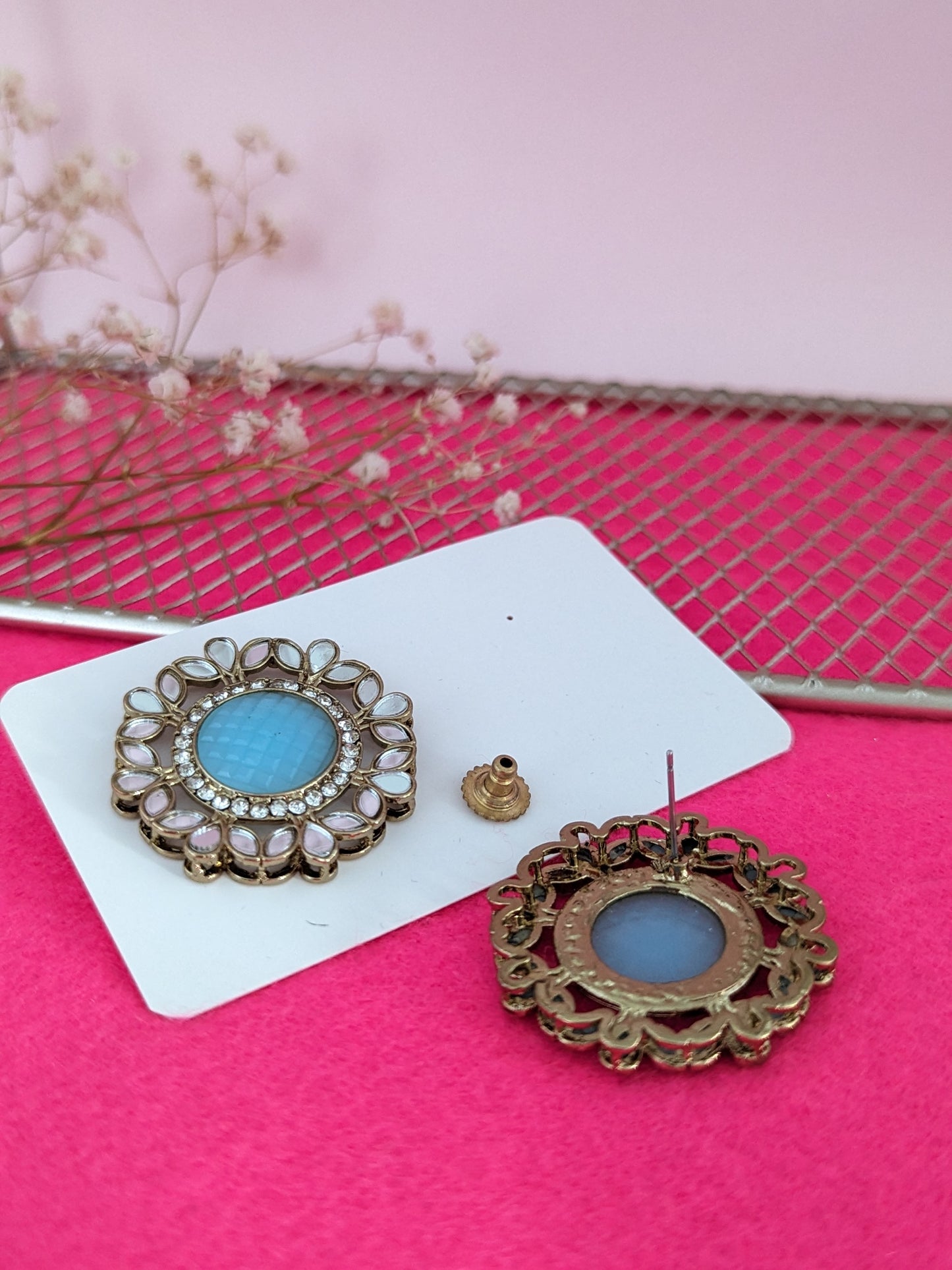 Gulbahar Mirror Earrings - Turquoise