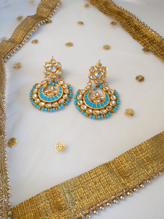 Turquoise Chandbali Earrings