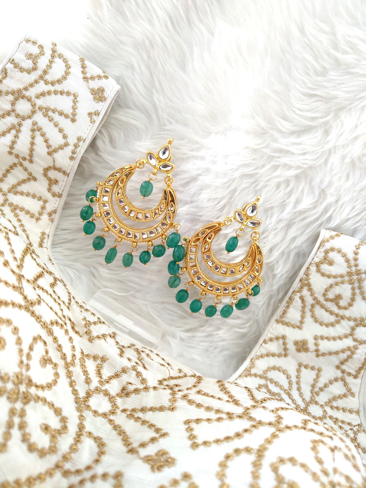 Clea Juicy-Green Kundan Earrings