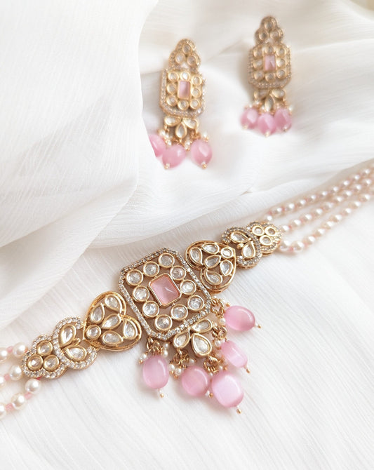 Parsin Kaur Kundan & Pearl Choker Necklace Set